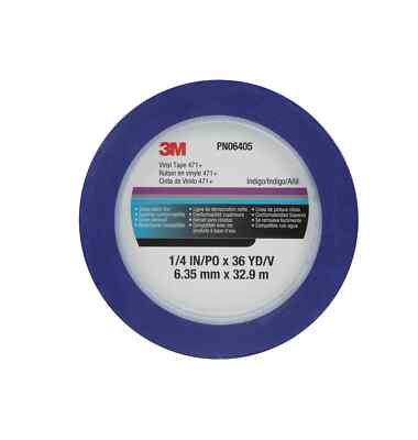 3M Automotive 06405 Scotch Vinyl Tape 471 Blue 1/4'' x 36 yds (6405)