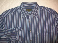 Ermenegildo Zegna XXL 16 1/2 x 36 multi-blue dress shirt made in Romania  S1 