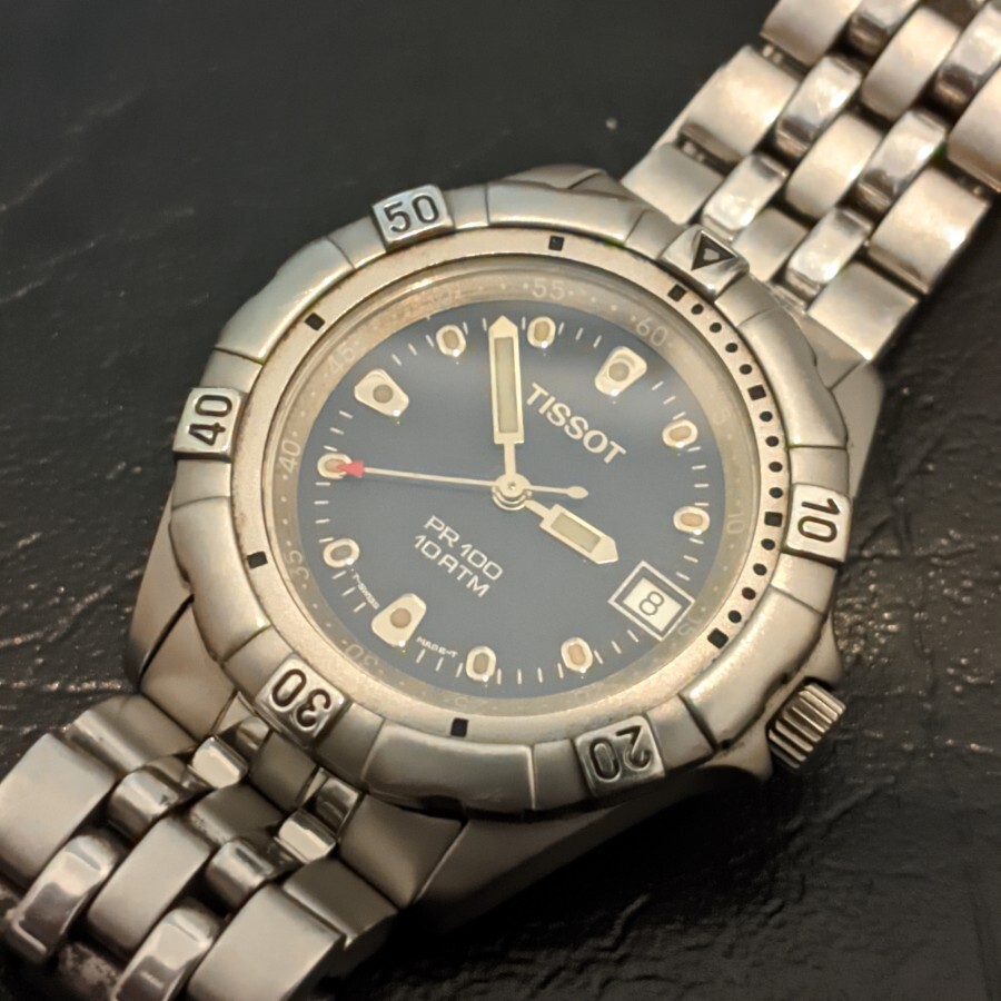 Rare Tissot PR100 Diver Blue Dial Swiss Quartz Vintage Watch