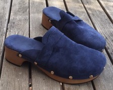 Clogs Girlhood Jeansblau 40 Nieten Velourleder