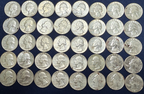 $10 Roll of 40 ~ 1964-D Higher grade 90% Silver - Washington Quarters - NO JUNK!
