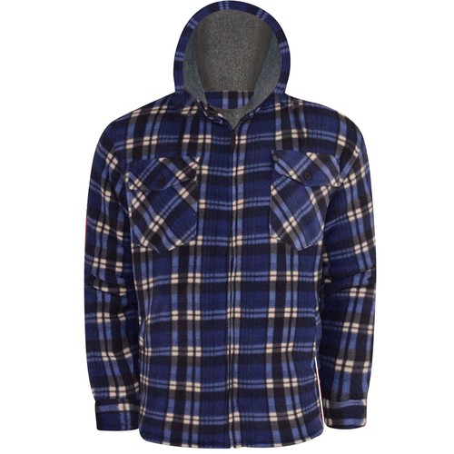 Hombre Camisa de Leñador Piel Forro Polar y Capucha Chaqueta Acolchada Sherpa - Imagen 7 de 8