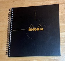 Rhodia Wirebound Graph Paper Reverse Notebook in Black - 8.25 x 8.25 - NEW