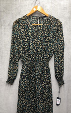 Tommy Hilfiger Dress 10 Sheer Camo Leopard Cheetah Lined Green Black Smocked NWT