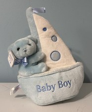 Aurora Baby 12  Baby Boy Sailboat Wind-Up Lullaby Row Your Boat Musical Plush
