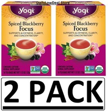2 PACK - Yogi Tea Spiced Blackberry Focus Tea - 16 Tea Bags Total 32