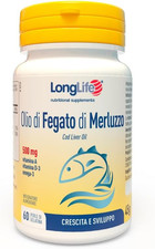 Olio Fegato Merluzzo 500mg Omega 3 EPA DHA Vitamina A D3 Difese Immunitarie Pura