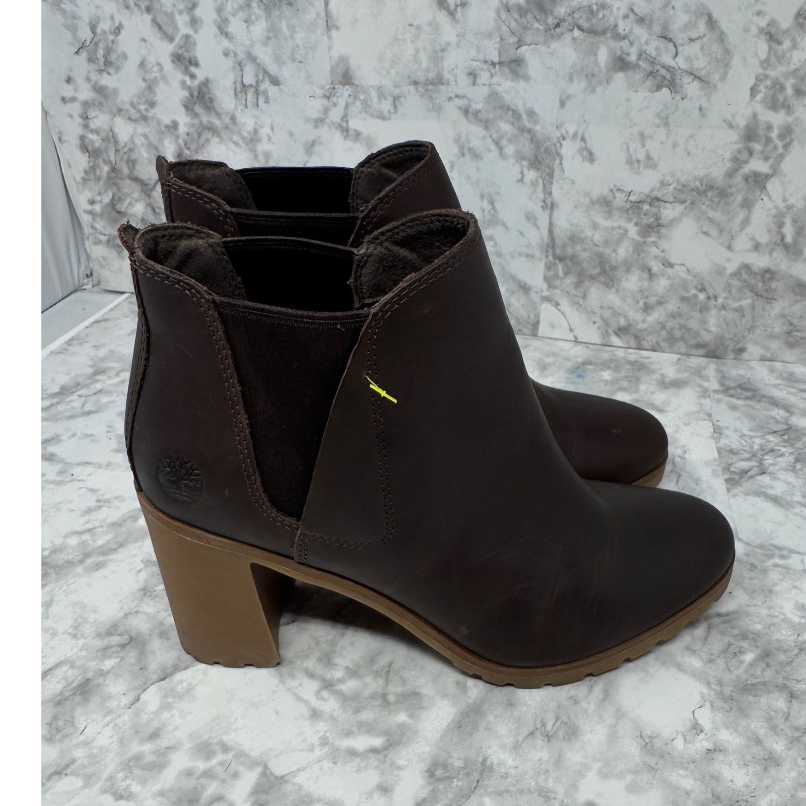 Timberland Sienna High Chelsea Boots Brown Leather Block Heel A2A4J ...