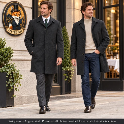 Lauren Ralph Lauren Mens Jake Wool Blend Herringbone Car Coat Charcoal Grey 42R - product listing photo