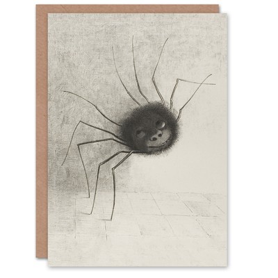Odilon Redon Art Card Spider With a Face Pencil Drawing