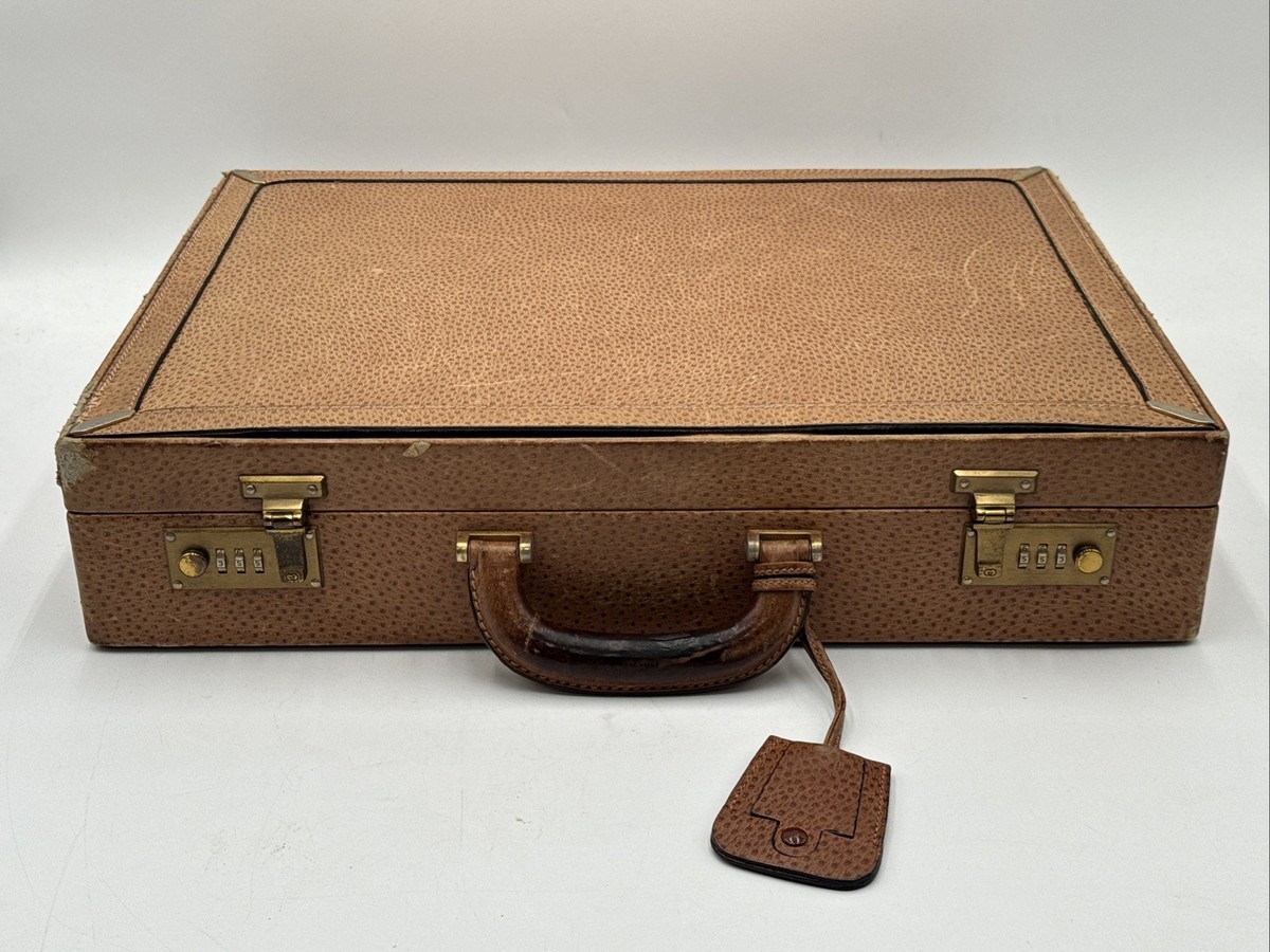 VINTAGE LEATHER GUCCI BRIEFCASE ATTACHE RARE HARD SIDED Case And