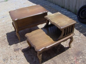 Vintage Mid Century Modern Bassett  Tier Step Side End Tables