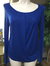 ana Top Women's Size Large Brilliant Blue Long Sleeve Blouse NWT 100% Rayon