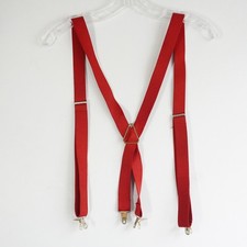 VTG CAS Red Suspenders Mens Y-Back Adjustable Clip-On Braces West Germany Gold