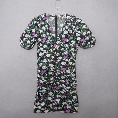 Veronica Beard Janis Dress 10 Floral Ruche Puff Sleeve Mini Cottage Core NWT