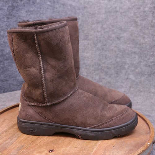 UGG Australia Ultimate Short Boots Womens 9 Brown Suede Leather Sheepskin 5275
