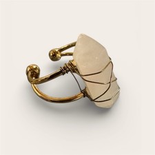 Gold Wire Wrapped Clear Quartz Ring Adjustable Size