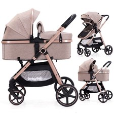 2-in-1 Baby Stroller - Folding Infant Newborn Pram Stroller with Reversible S...