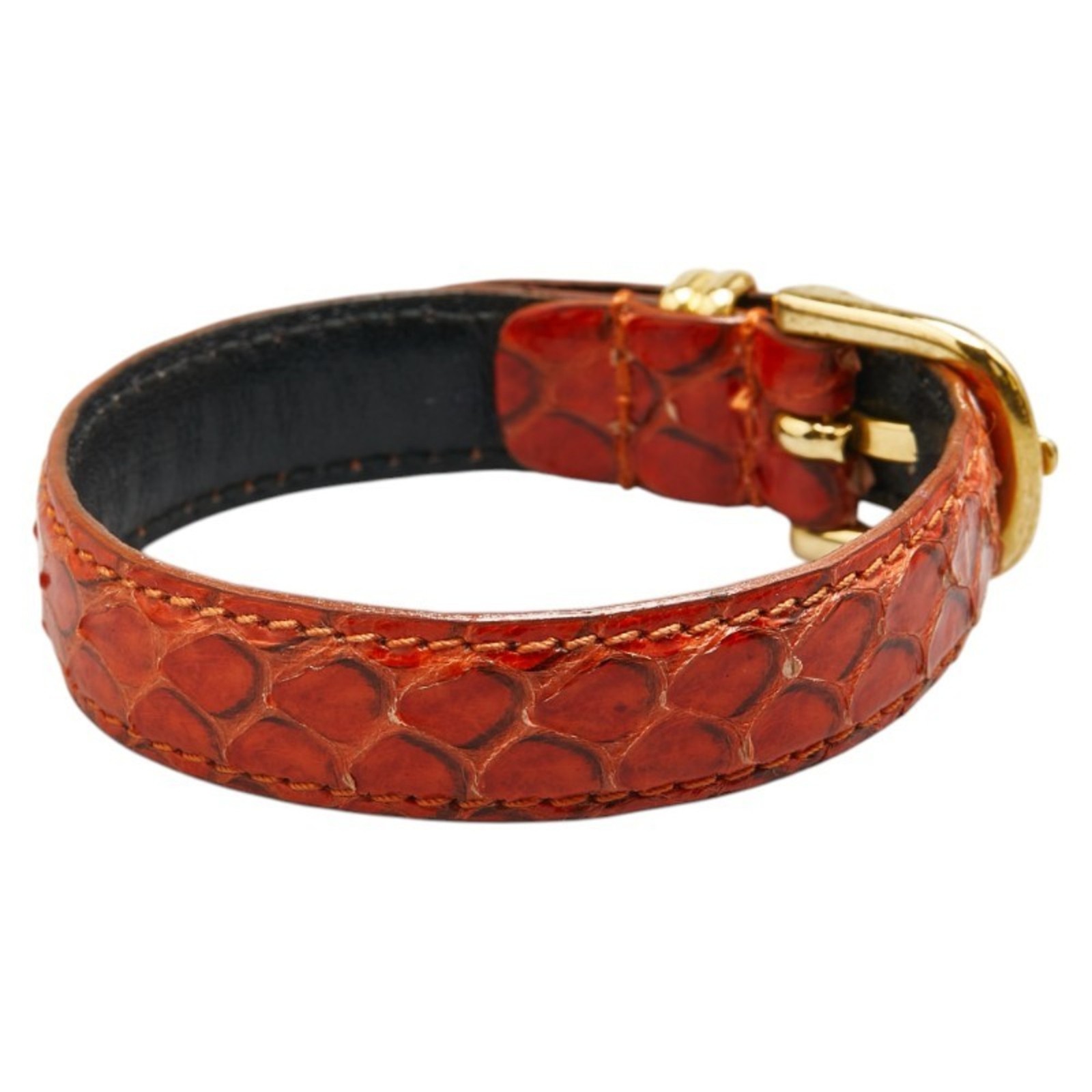 Prada Python Embossed Belt Bracelet in Red Leathe… - image 2