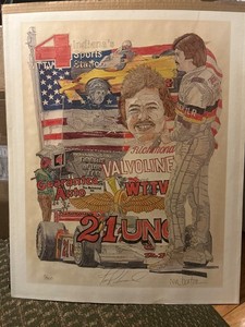Rare Original Lithograph Tim Richmond Autographed By both Ron Burton # 15 of 300