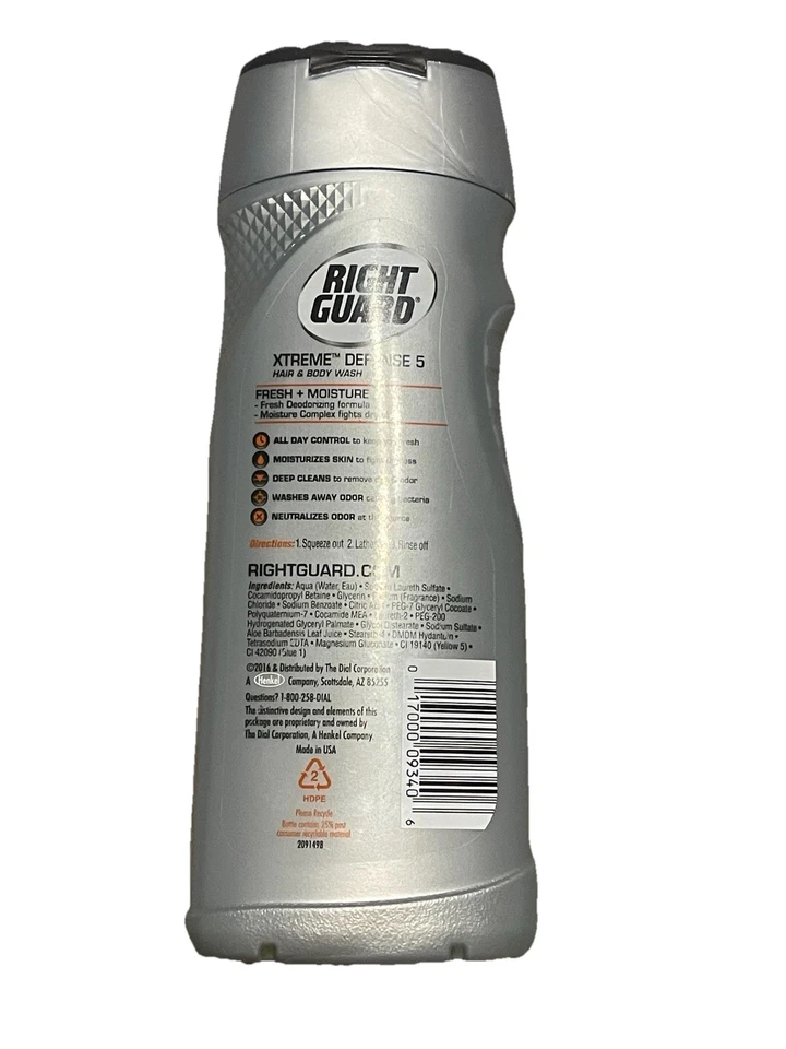 Right Guard Xtreme Defense 5 清新头发和沐浴露 16 盎司 — 第 2/2 张图片