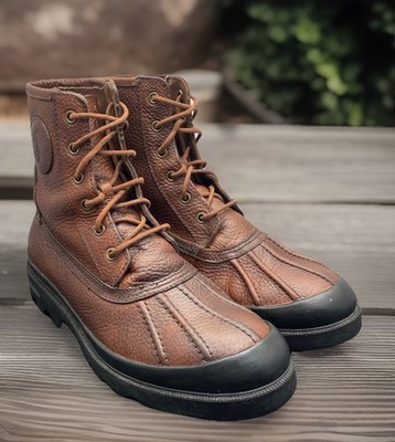 Polo Ralph Lauren Udel Dark Brown Leather Duck Boots Mens Size 8.5 Fast Ship
