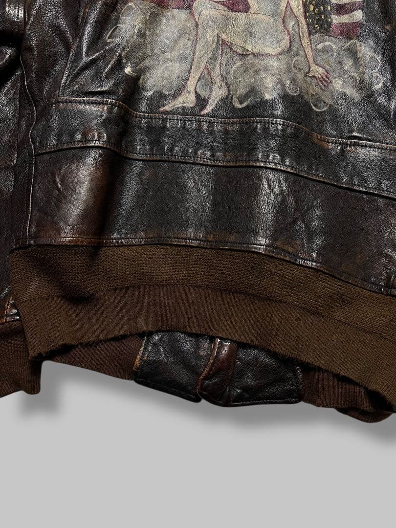 AVIREX Lonesome Angel G-1 Leather Flight Jacket USA Brown Limited