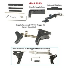 Glock 19 Gen 1-3 Complete Lower Parts Kit LPK Polymer Shoe Fits 9mm