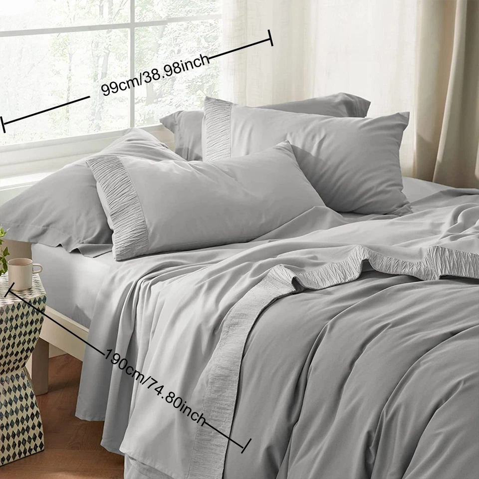 Juego de 4 fundas nórdicas grises Morden ropa de cama fundas de almohada para dormitorio regalo para todas las estaciones Foto 2 de 4