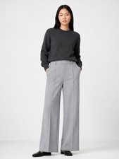 Uniqlo Brushed Jersey Wide Leg Pants Gray Womens Small High Rise Soft Stretch
