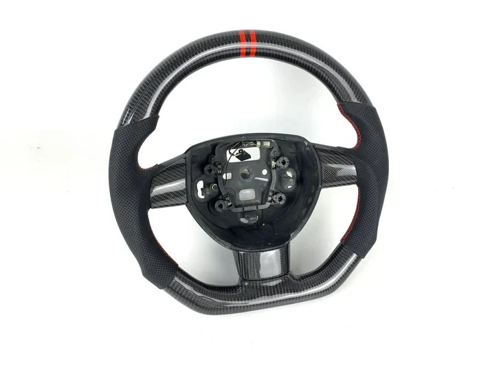 PARA FORD FOCUS MK2/ST 2005-2012 VOLANTE DE FIBRA DE CARBONO REAL Y CUERO Foto 3 de 4