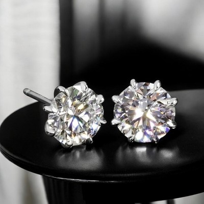 8 Krappen Ohrstecker 4 Kt IGI Lab Grown Rundschliff Diamant 14 K Weißgold...