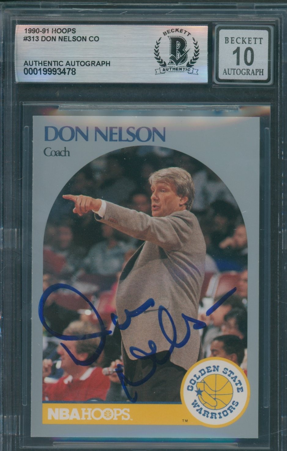 1990/91 Hoops #313 Don Nelson Beckett Authentic Signed Auto 10 *3478