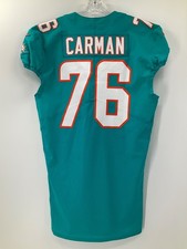 #76 JACKSON CARMAN MIAMI DOLPHINS NIKE GAME USED AQUA JERSEY SZ-48 YR-2021