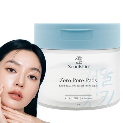 SeoulSkin Zero Pore Toner Pad,AHA+BHA +Allantoin,Reduces Blackheads,Oil,Pore,70N
