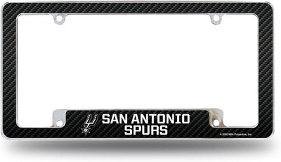 San Antonio Spurs Premium Metal License Plate Frame Tag Cover, Carbon Fiber...