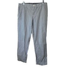 Tommy Hilfiger Navy Blue  White Stripe Ankle A La Cheville Cuffed Pants Size 12