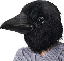 "Black Raven Head Mask Animal Bird Mask Realistic Crow Latex Mask Halloween Part