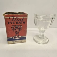 Vintage Flint Eye Bath Box with Clear Eye Wash Cup Eagle Druggist NYC
