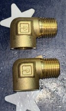 (2) Parker 1/4” NPT BRASS STREET ELBOW  1/4” MNPT Male X 1/4” Female FNPT 90 Deg