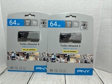 2-PNY Turbo Attach  3, 64GB USB 3.0 Flash Drive, 10X Faster, 4K Ultra HD