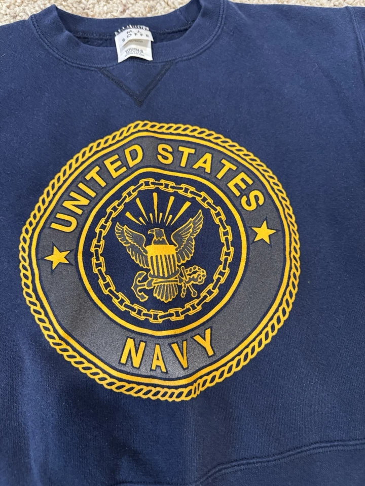 Sudadera Soffe Vintage Marina de los Estados Unidos Hecha en EE. UU. Cuello Redondo Juvenil Pequeña Foto 2 de 4