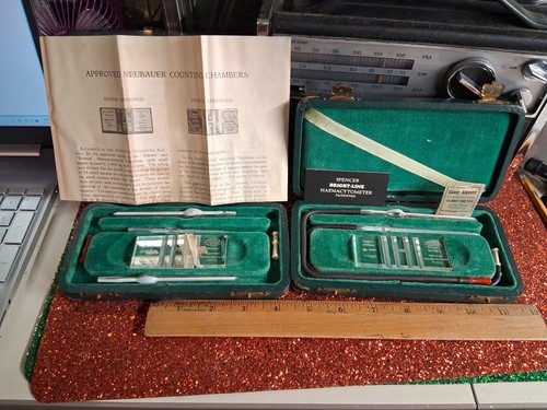 Spencer Bright-Line Haemacytomter Lot Of 2 Neubauer As Is Free Shipping