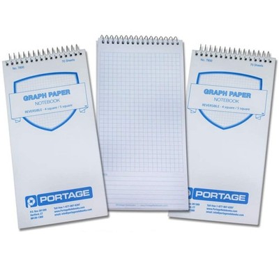 Portage Graph Paper Notebook   Top Bound Spiral Grid Notepad, Small 3 Pack