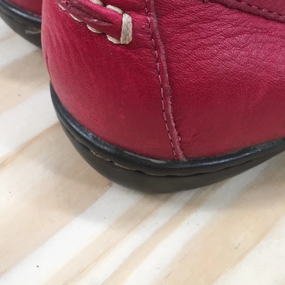 Zapatos Lands End para mujer 6,5 B Penny mocasines sin cordones cómodos planos de cuero rojo Foto 4 de 4