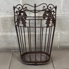 Portaombrelli Ferro Battuto Decorazioni Foglie Quercia Ghiande Vintage XX Sec.