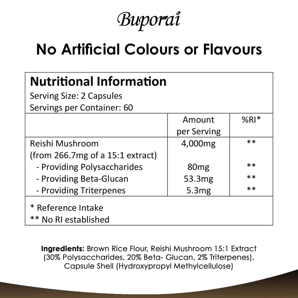 Reishi Pilz 400 mg - Starkes Antioxidans und Immununterstützung, Stress abbauen - Bild 2 von 4