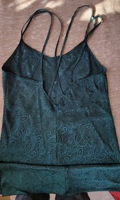 NWOT Vintage California Dynasty Dark Green Long Strappy Nightie Size Small
