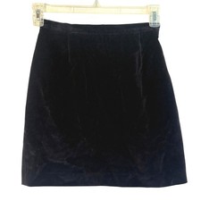 Vintage Limited America Velvet Mini Skirt High Waist Navy Slit Back Zip Size 4