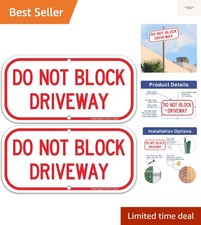 2 Pack Do Not Block Driveway Sign, No Parking Sign, .40 Rust Free Aluminum 12...